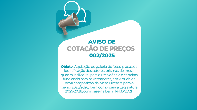 AVISO DE COTAÇÃO DE PREÇOS 002/2025 