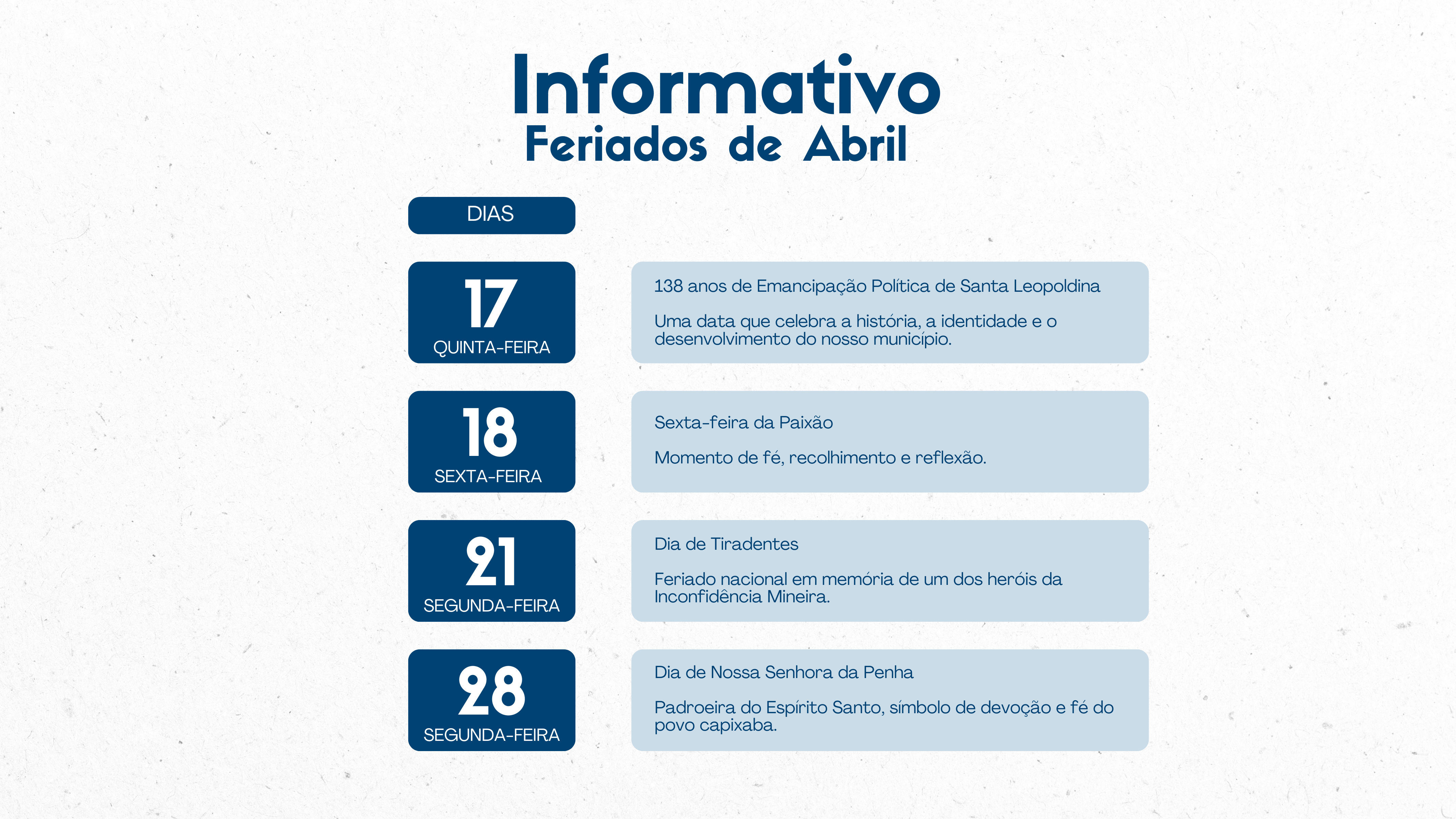 Feriados de Abril | Informativo