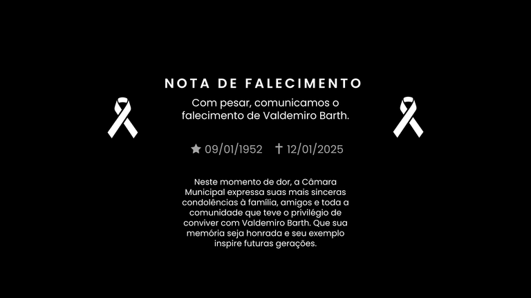 Nota de Pesar: Valdemiro Barth