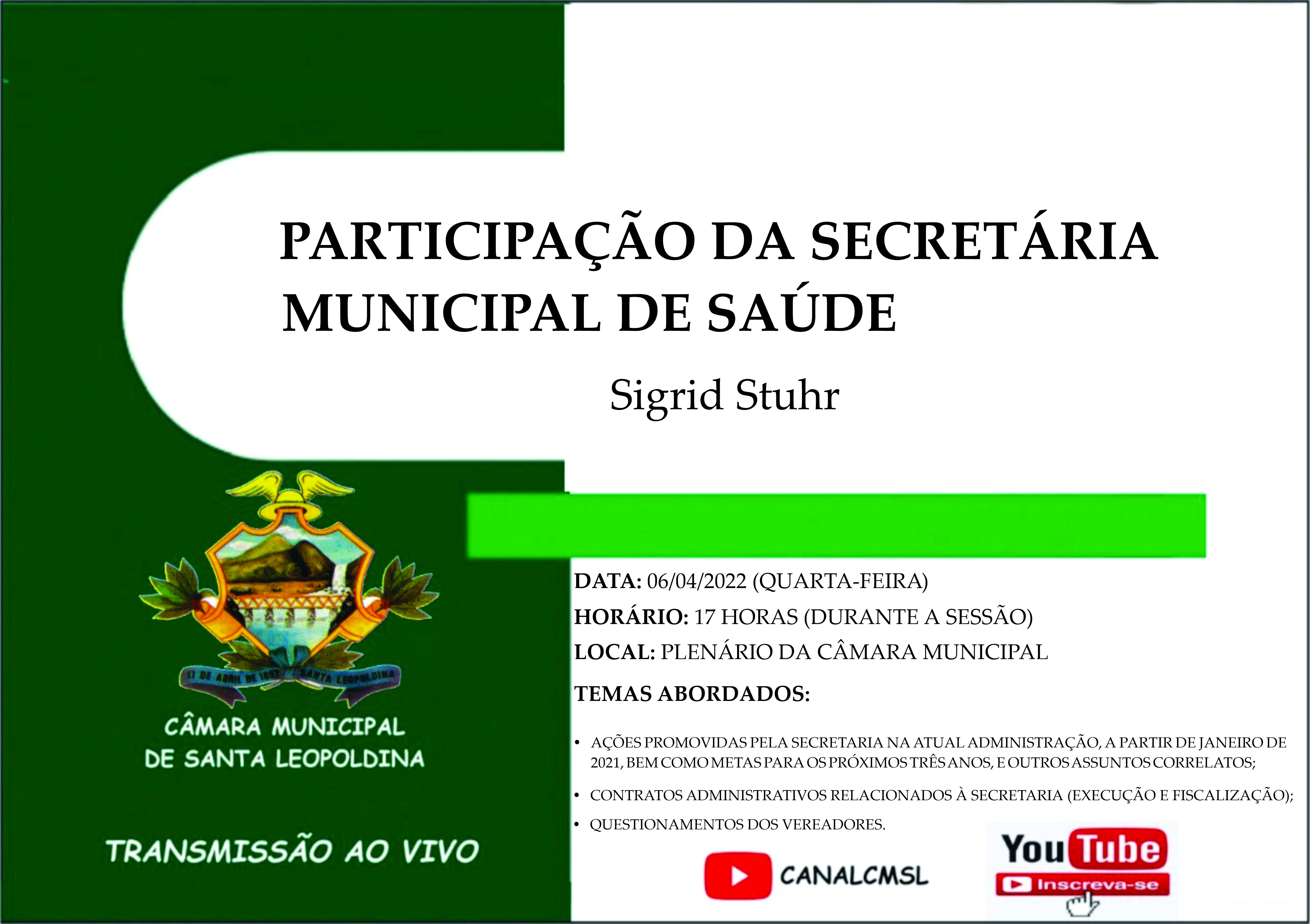 PARTICIPAÇÃO DA SECRETÁRIA DE SAÚDE
