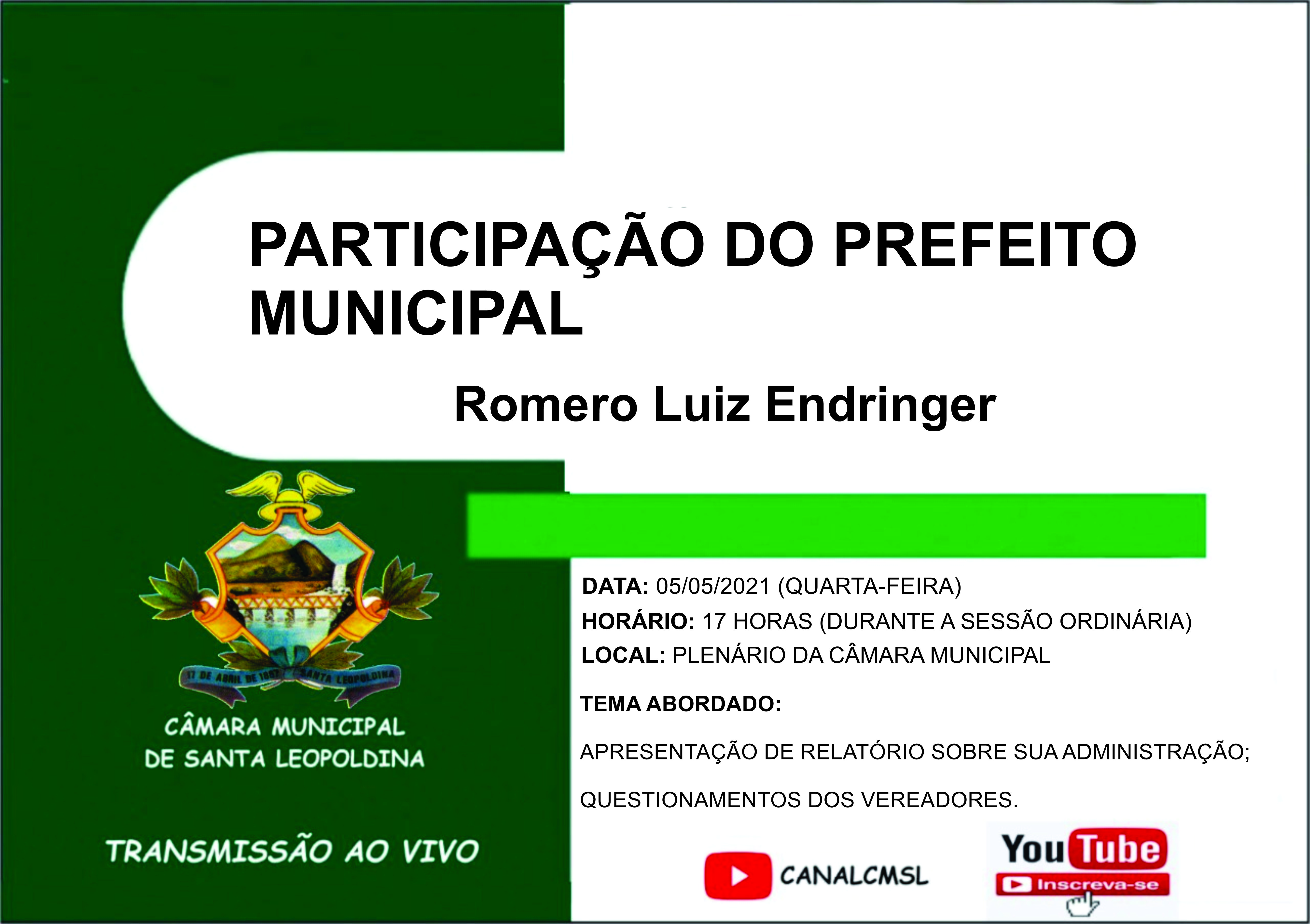 PARTICIPAÇÃO DO PREFEITO MUNICIPAL NA SESSÃO DO DIA 05/05/2021