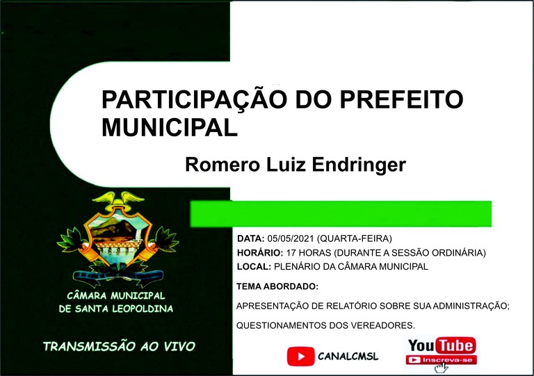 PARTICIPAÇÃO DO PREFEITO MUNICIPAL NA SESSÃO DO DIA 05/05/2021